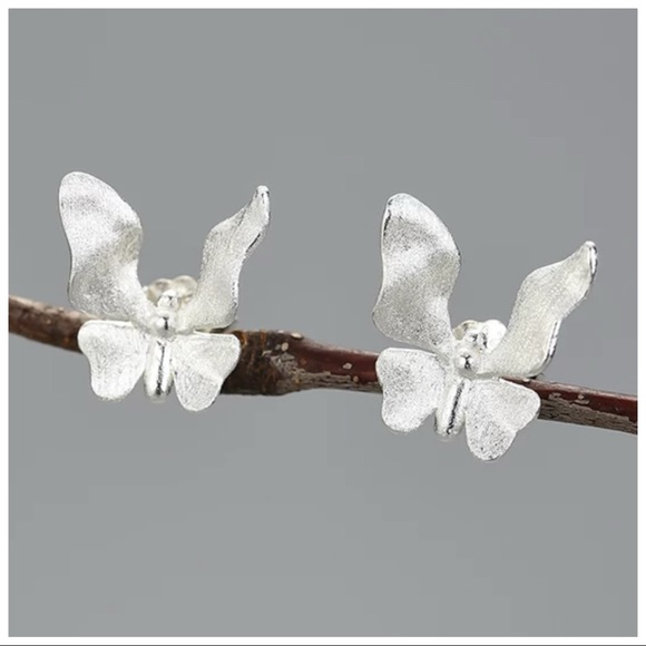 Artisan Handmade 925 Silver The Zophyah Dainty Butterfly Earrings - Picture 1 of 10